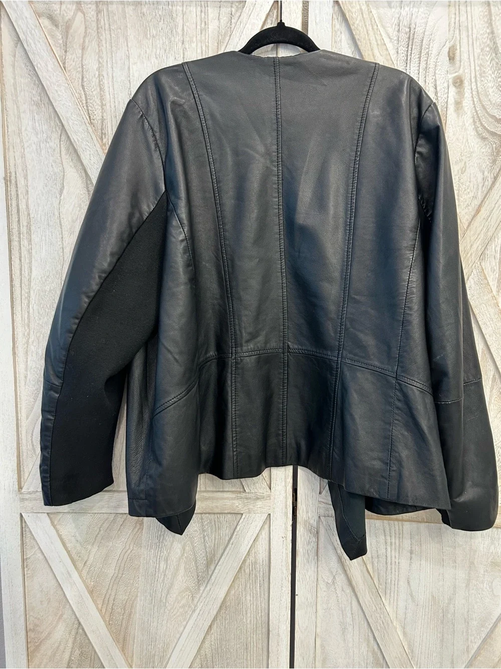 Halogen Black Draped Leather Jacket